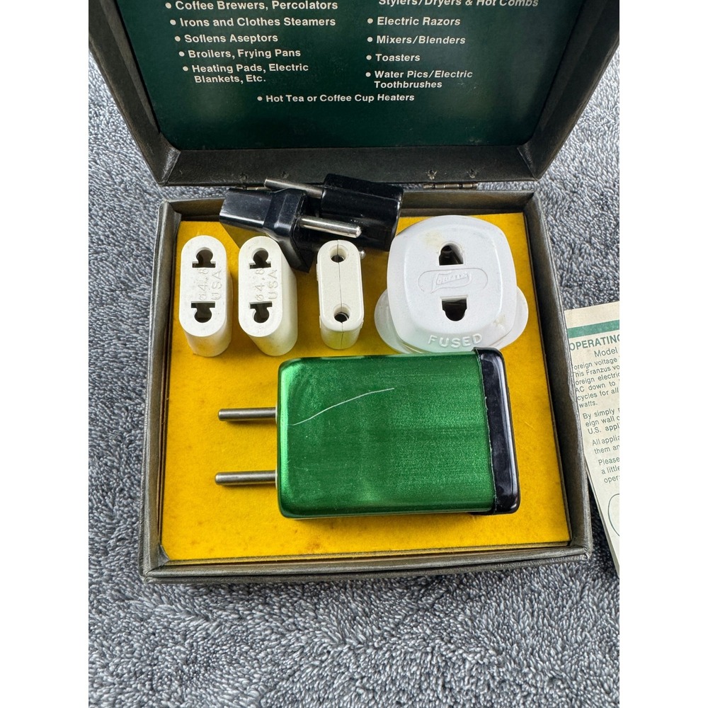 Vintage Franzus 1600W Foreign Travel Voltage Converter Adapter Kit Case - Picture 3 of 7